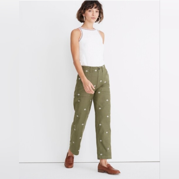 Madewell Griff Fatigue Pants: Daisy Embroidered Edition Size 26 - Picture 1 of 4
